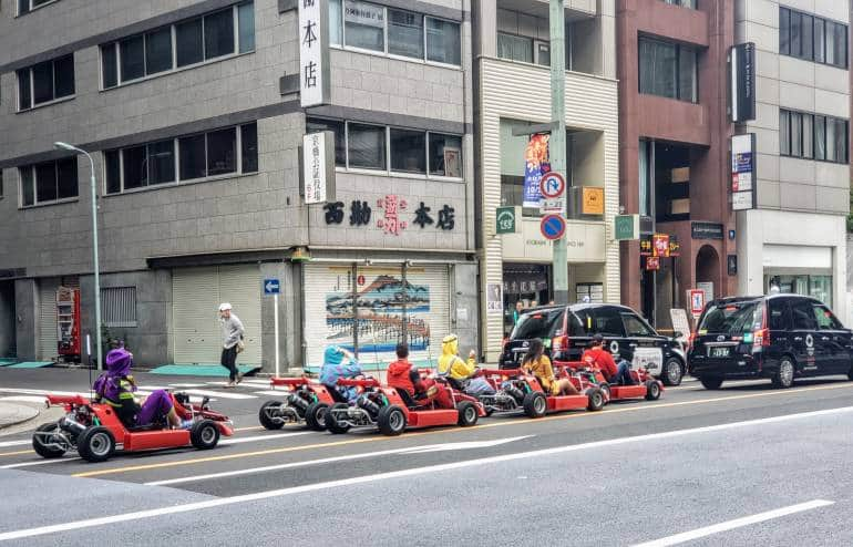 mario kart near Tokyo Tower