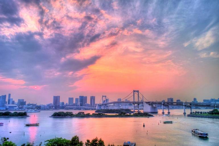 Rainbow Bridge Odaiba Sunset